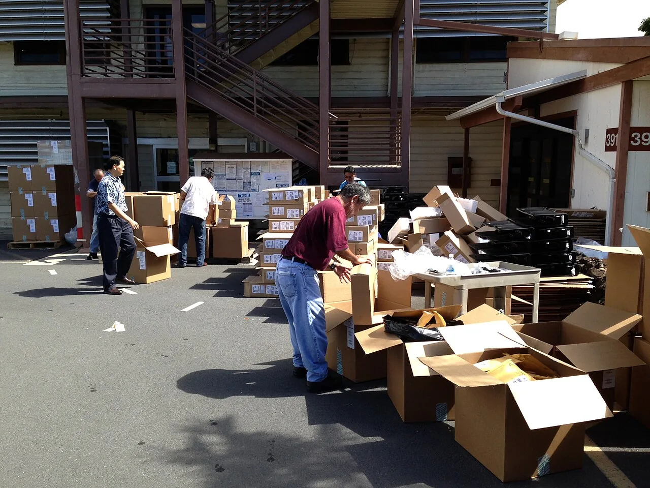 NAVFAC Pacific Command Information Office Unbox a Shipment of Computer Supplies - Feb. 13, 2014 (12618458815)
